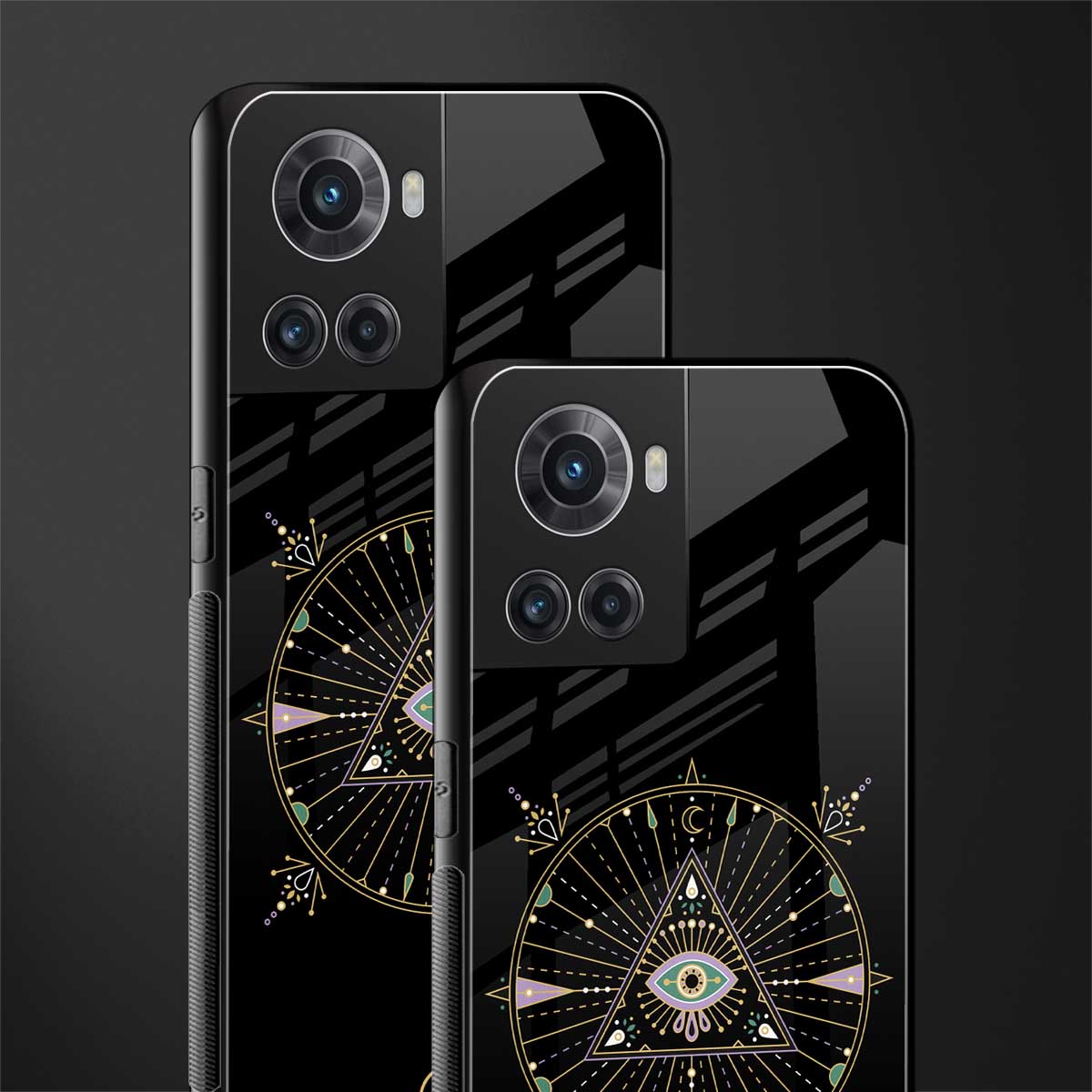evil eye mandala black back phone cover | glass case for oneplus 10r 5g