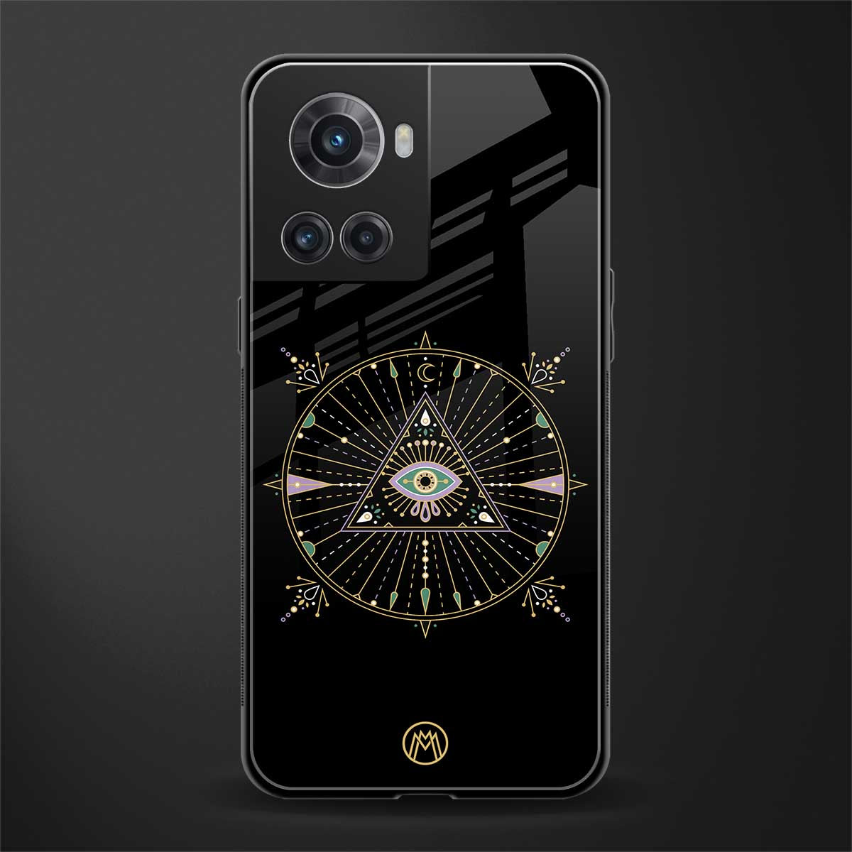evil eye mandala black back phone cover | glass case for oneplus 10r 5g