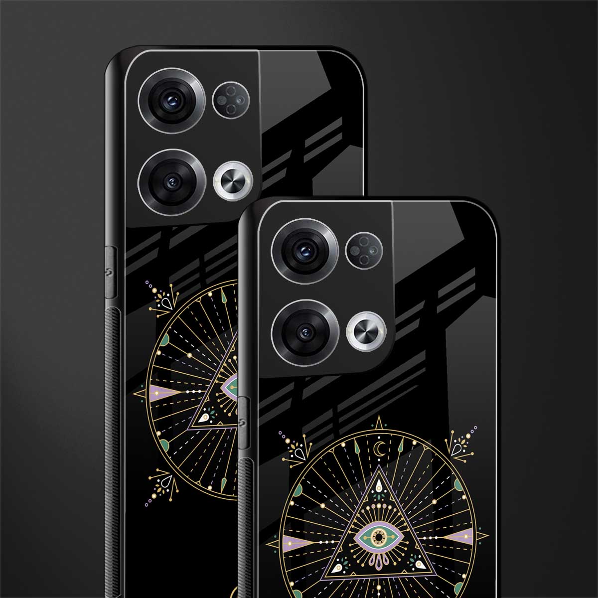 evil eye mandala black back phone cover | glass case for oppo reno 8