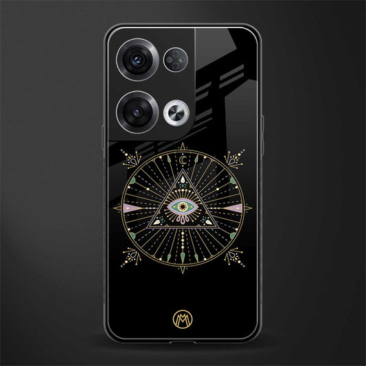 evil eye mandala black back phone cover | glass case for oppo reno 8 pro