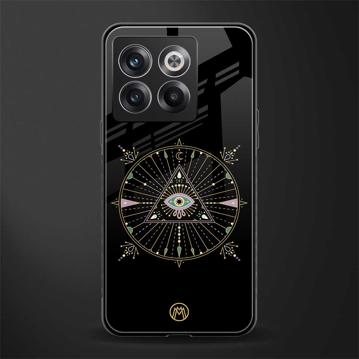 evil eye mandala black back phone cover | glass case for oneplus 10t