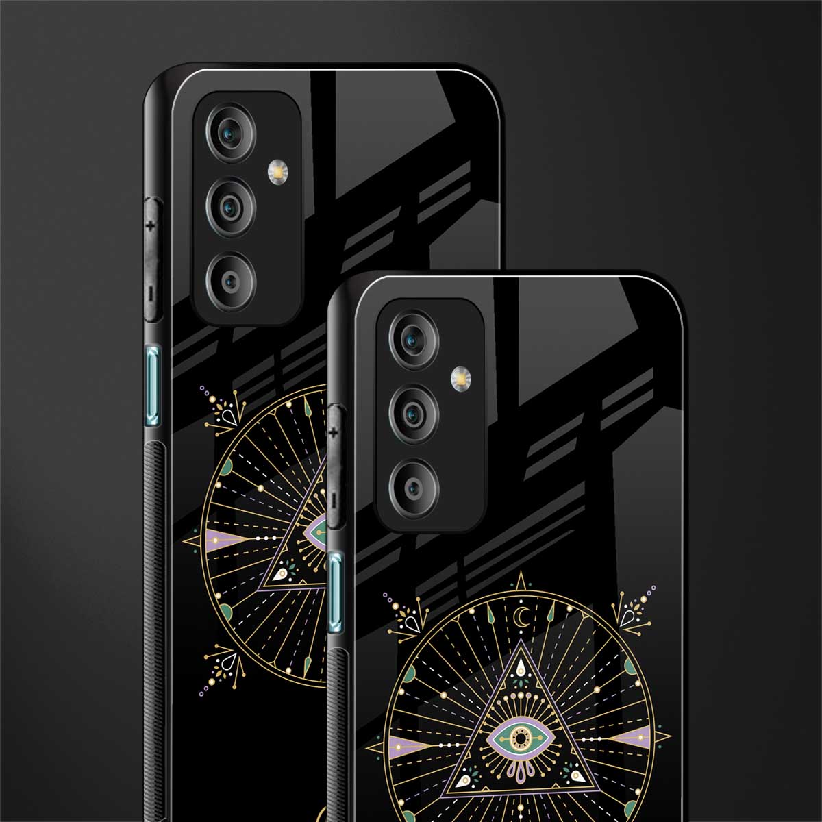 evil eye mandala black back phone cover | glass case for samsung galaxy f23 5g