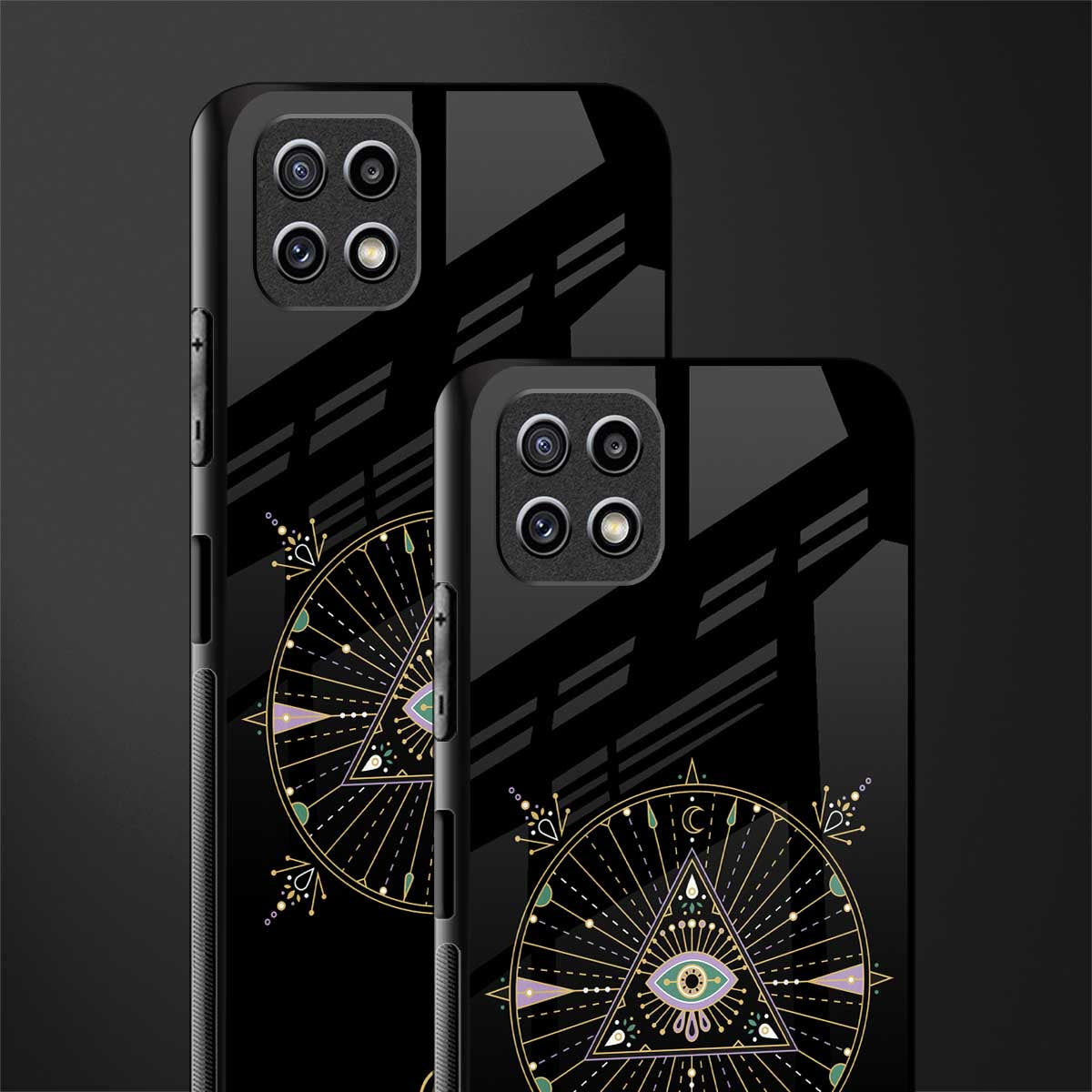 evil eye mandala black back phone cover | glass case for samsung galaxy f42