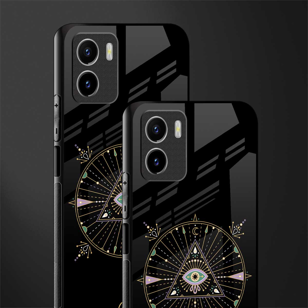 evil eye mandala black back phone cover | glass case for vivo y72