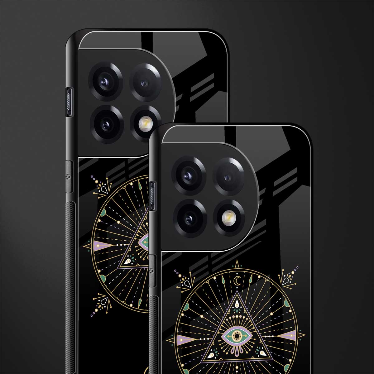 evil eye mandala black back phone cover | glass case for oneplus 11r