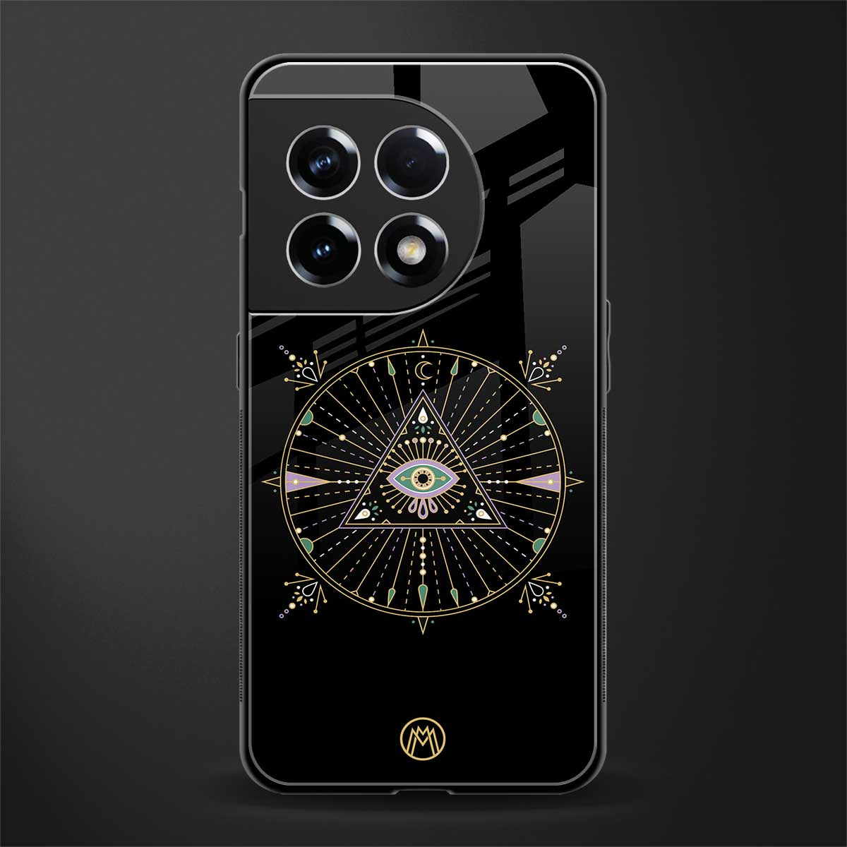 evil eye mandala black back phone cover | glass case for oneplus 11r