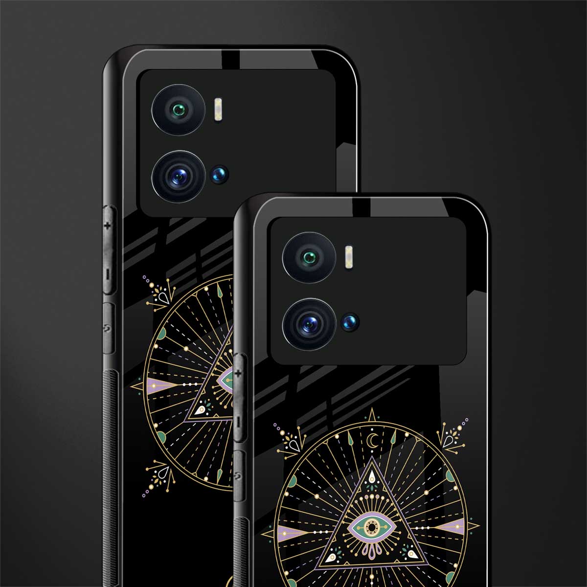 evil eye mandala black back phone cover | glass case for iQOO 9 Pro