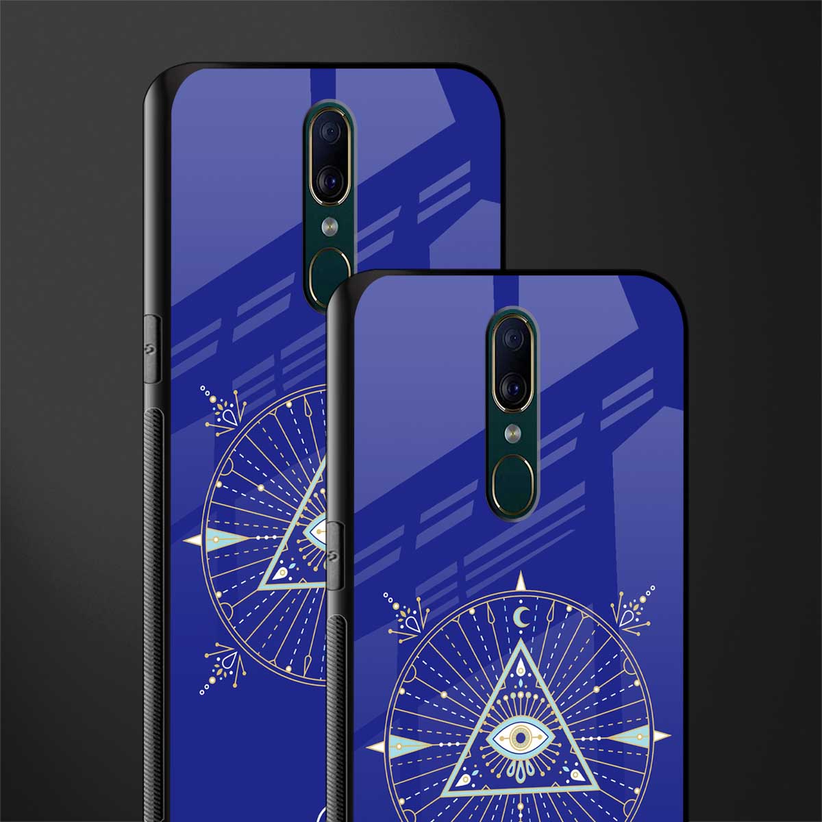 evil eye mandala blue glass case for oppo a9 image-2