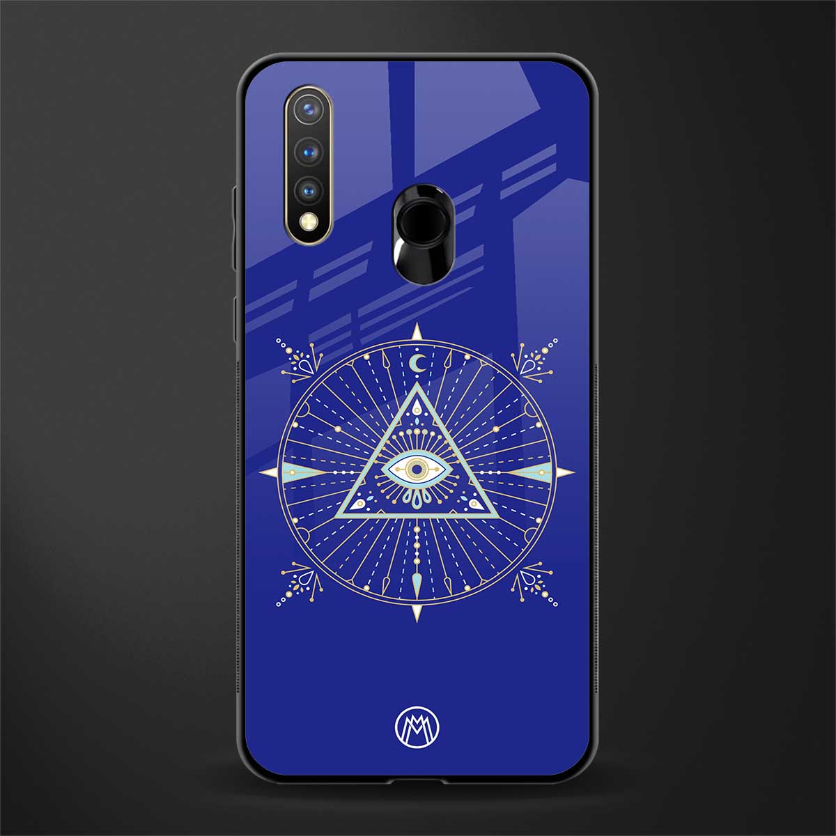 evil eye mandala blue glass case for vivo u20 image