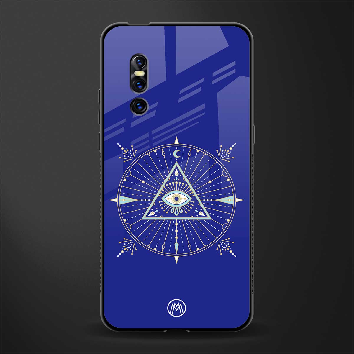 evil eye mandala blue glass case for vivo v15 pro image