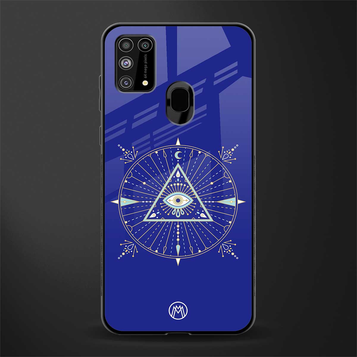 evil eye mandala blue glass case for samsung galaxy m31 prime edition image