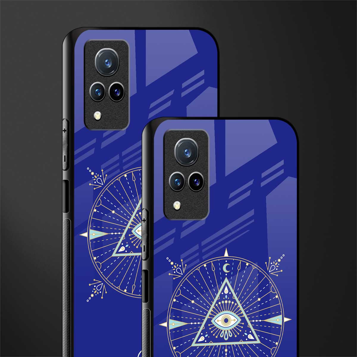 evil eye mandala blue glass case for vivo v21 5g image-2