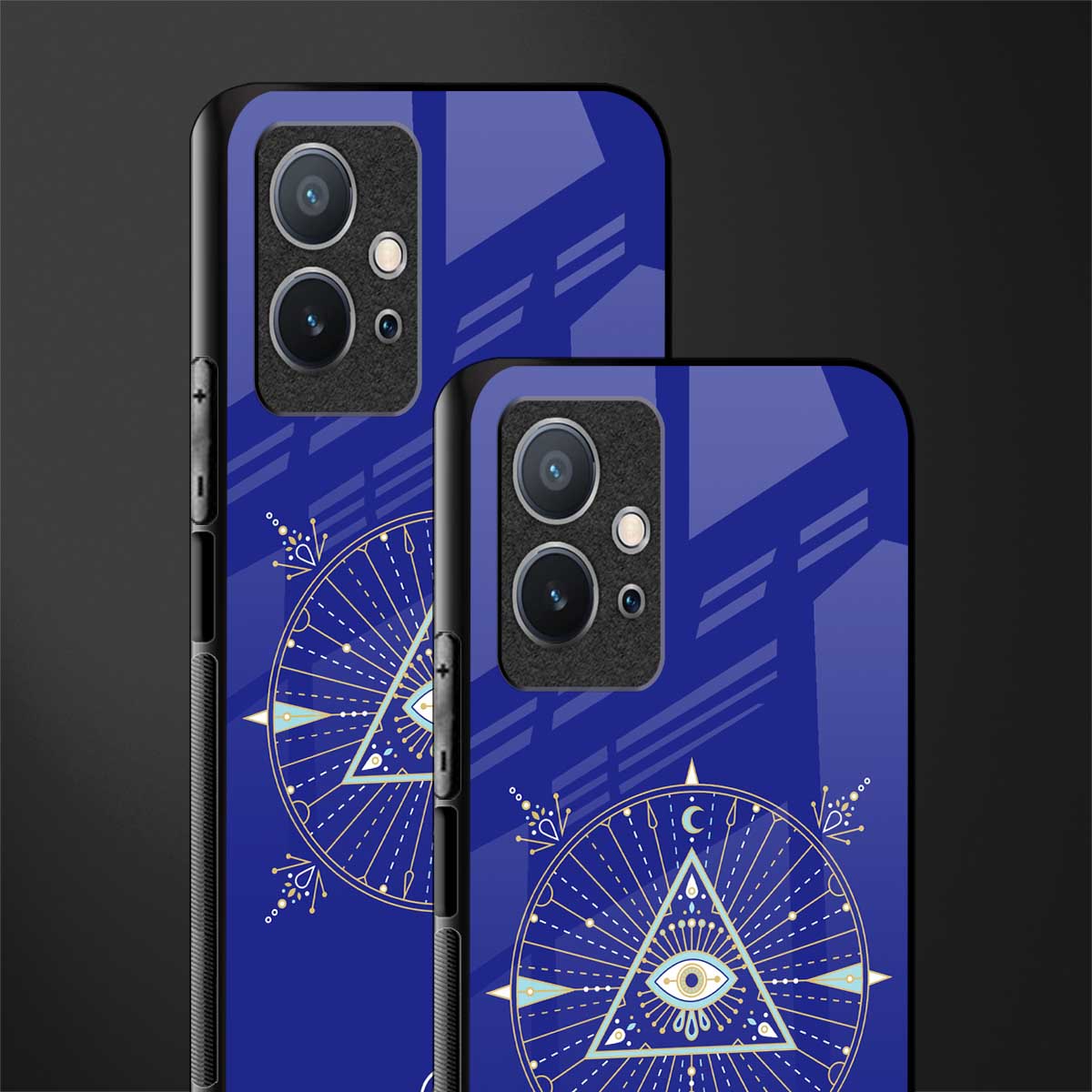 evil eye mandala blue glass case for vivo y75 5g image-2