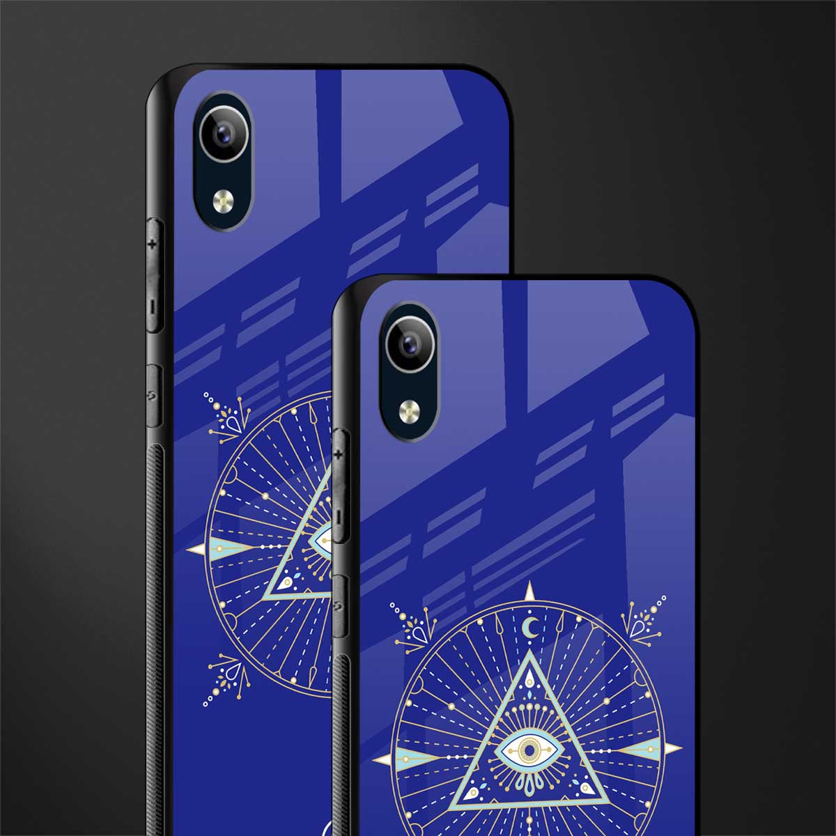 evil eye mandala blue glass case for vivo y1s without fingerprint image-2