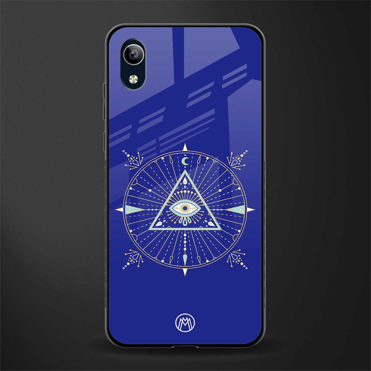 evil eye mandala blue glass case for vivo y1s without fingerprint image
