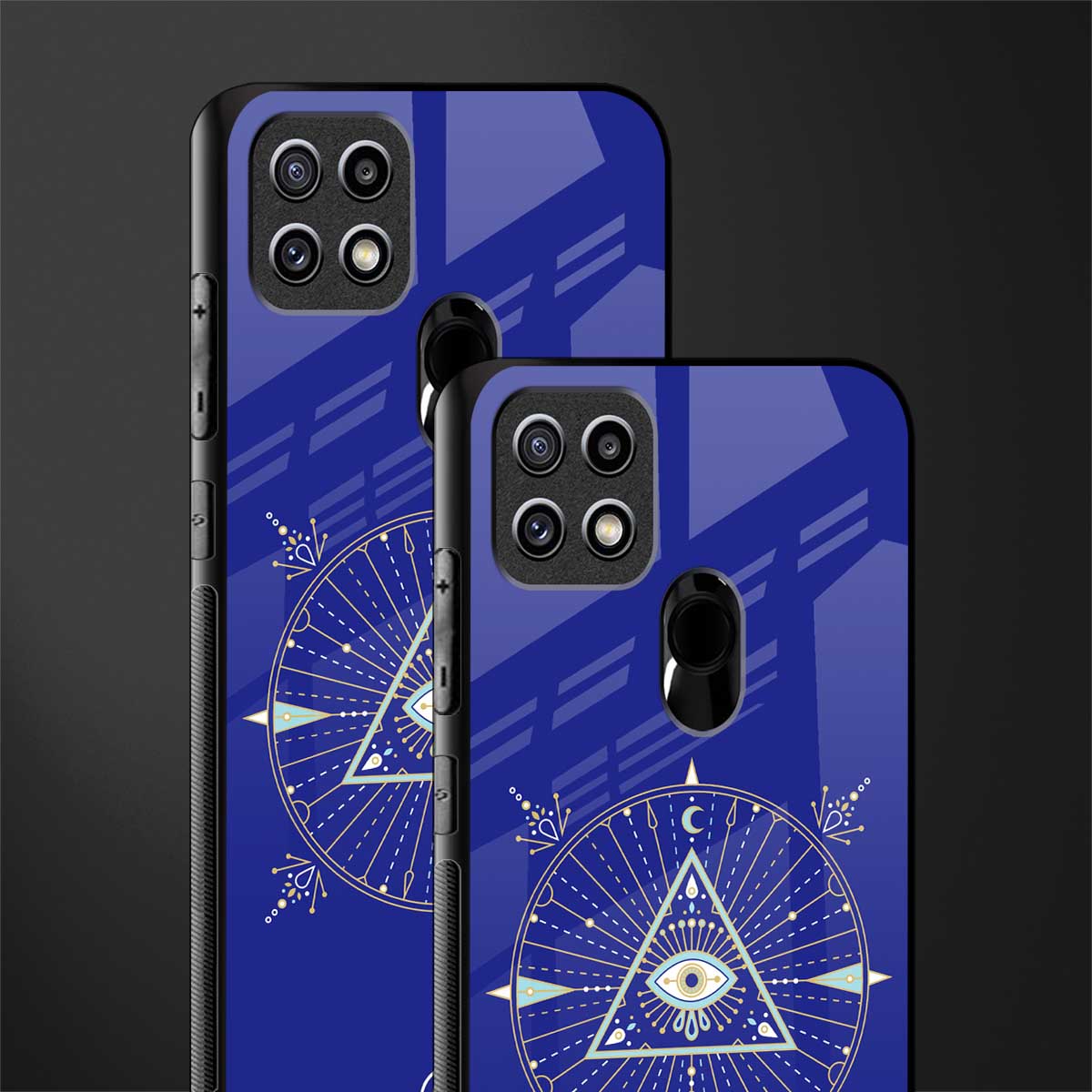 evil eye mandala blue glass case for oppo a15s image-2