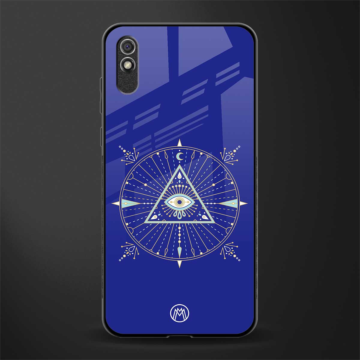 evil eye mandala blue glass case for redmi 9a image