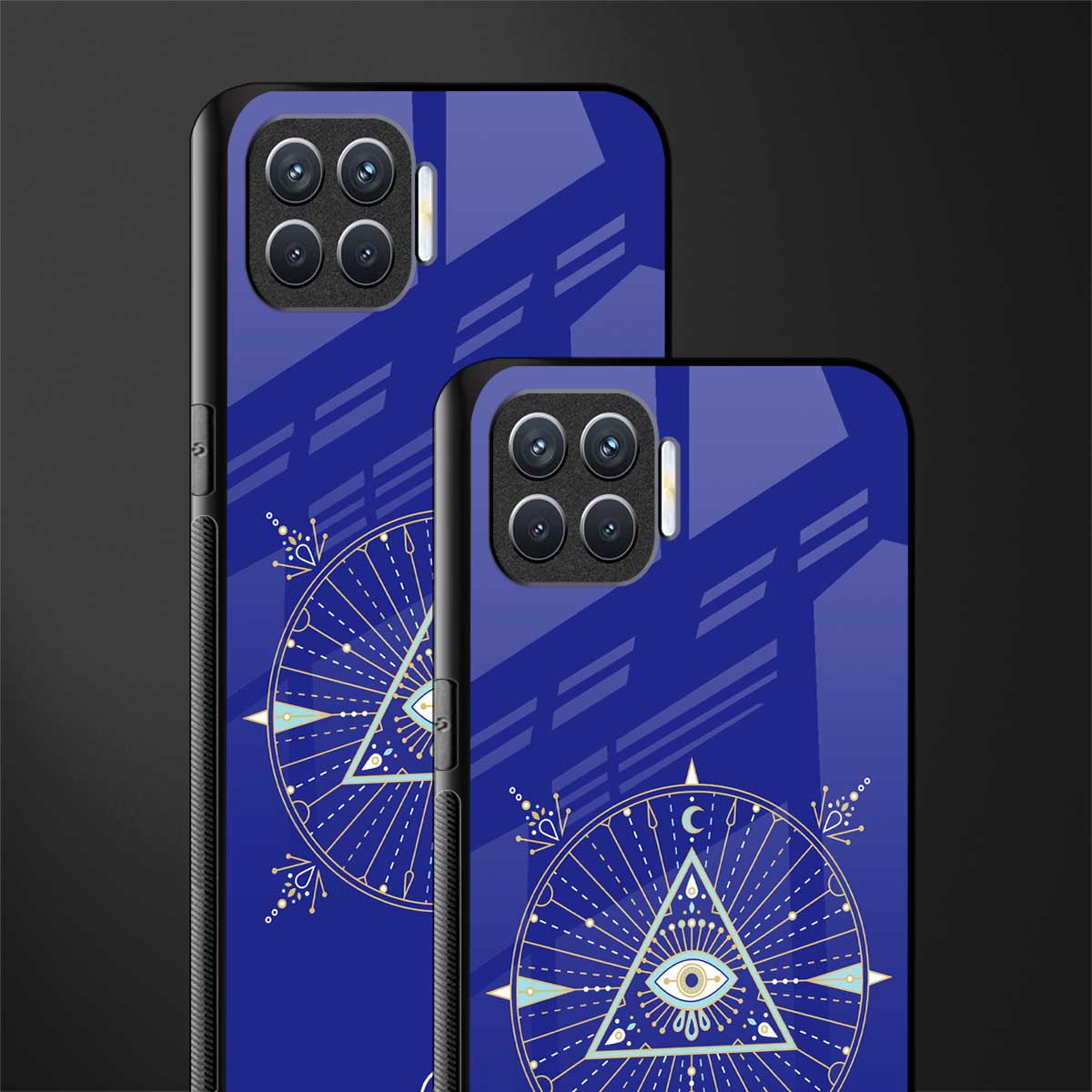evil eye mandala blue glass case for oppo f17 pro image-2