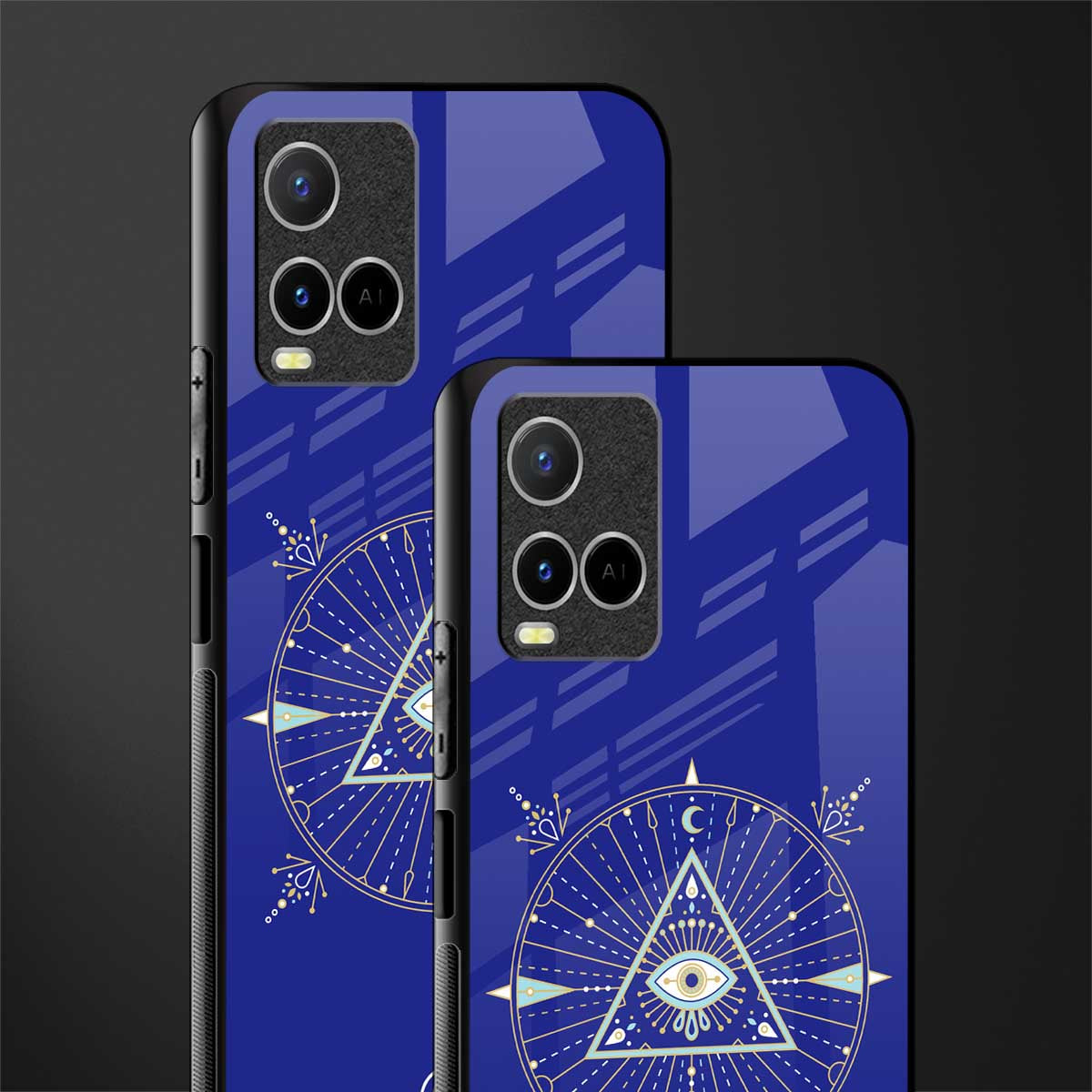 evil eye mandala blue glass case for vivo y33s vivo y33t image-2