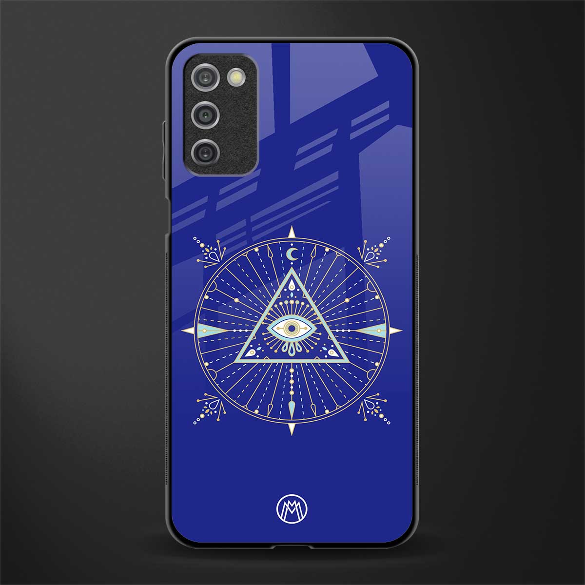 evil eye mandala blue glass case for samsung galaxy a03s image