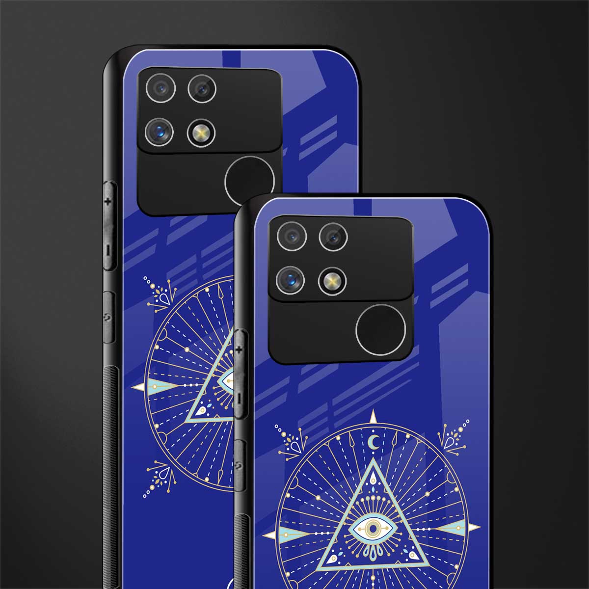 evil eye mandala blue back phone cover | glass case for realme narzo 50a
