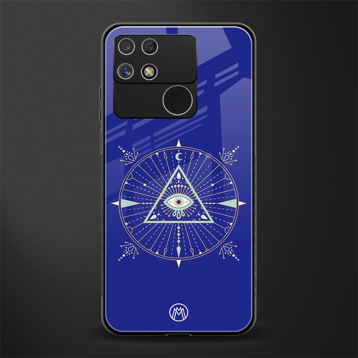 evil eye mandala blue back phone cover | glass case for realme narzo 50a