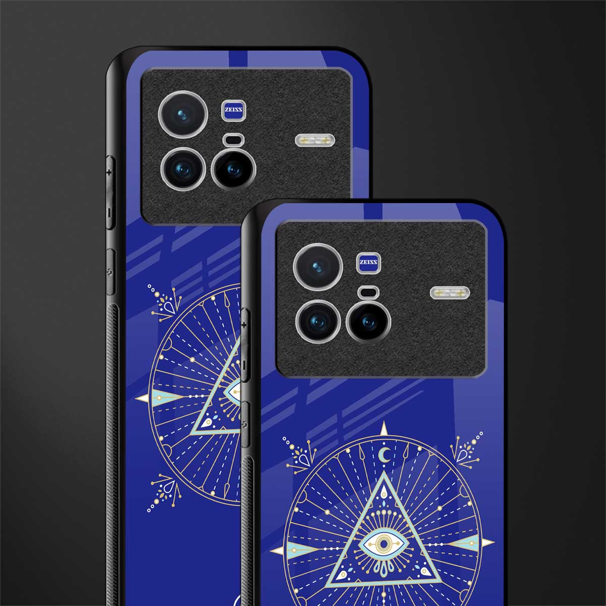 evil eye mandala blue glass case for vivo x80 image-2