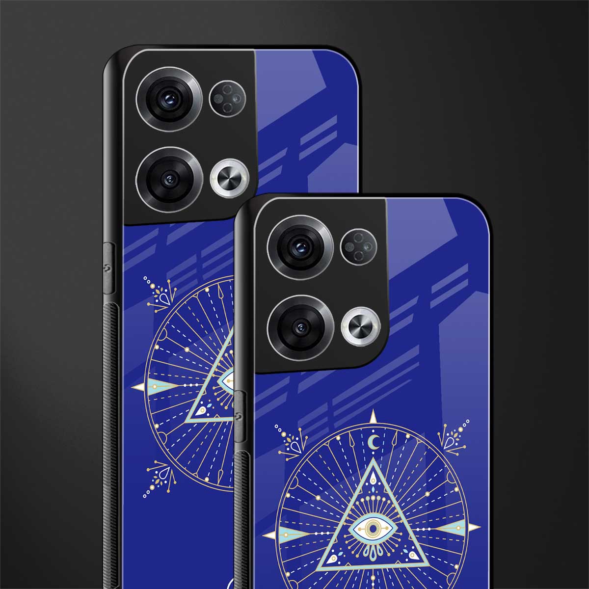 evil eye mandala blue back phone cover | glass case for oppo reno 8