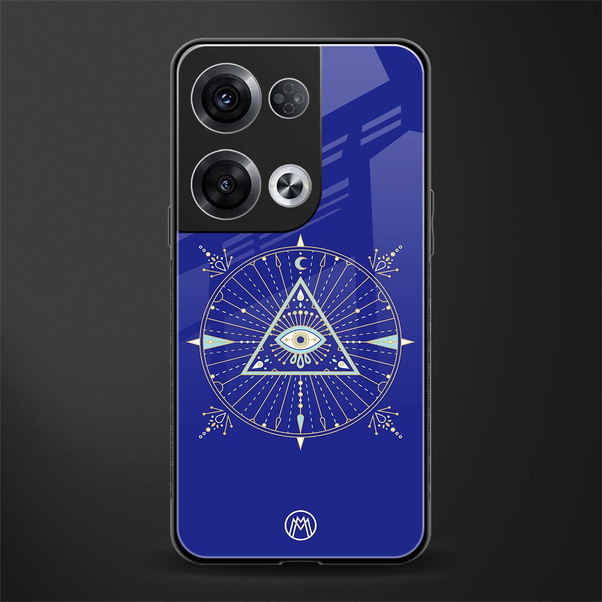 evil eye mandala blue back phone cover | glass case for oppo reno 8