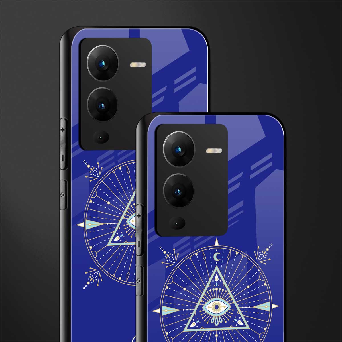 evil eye mandala blue back phone cover | glass case for vivo v25 pro 5g