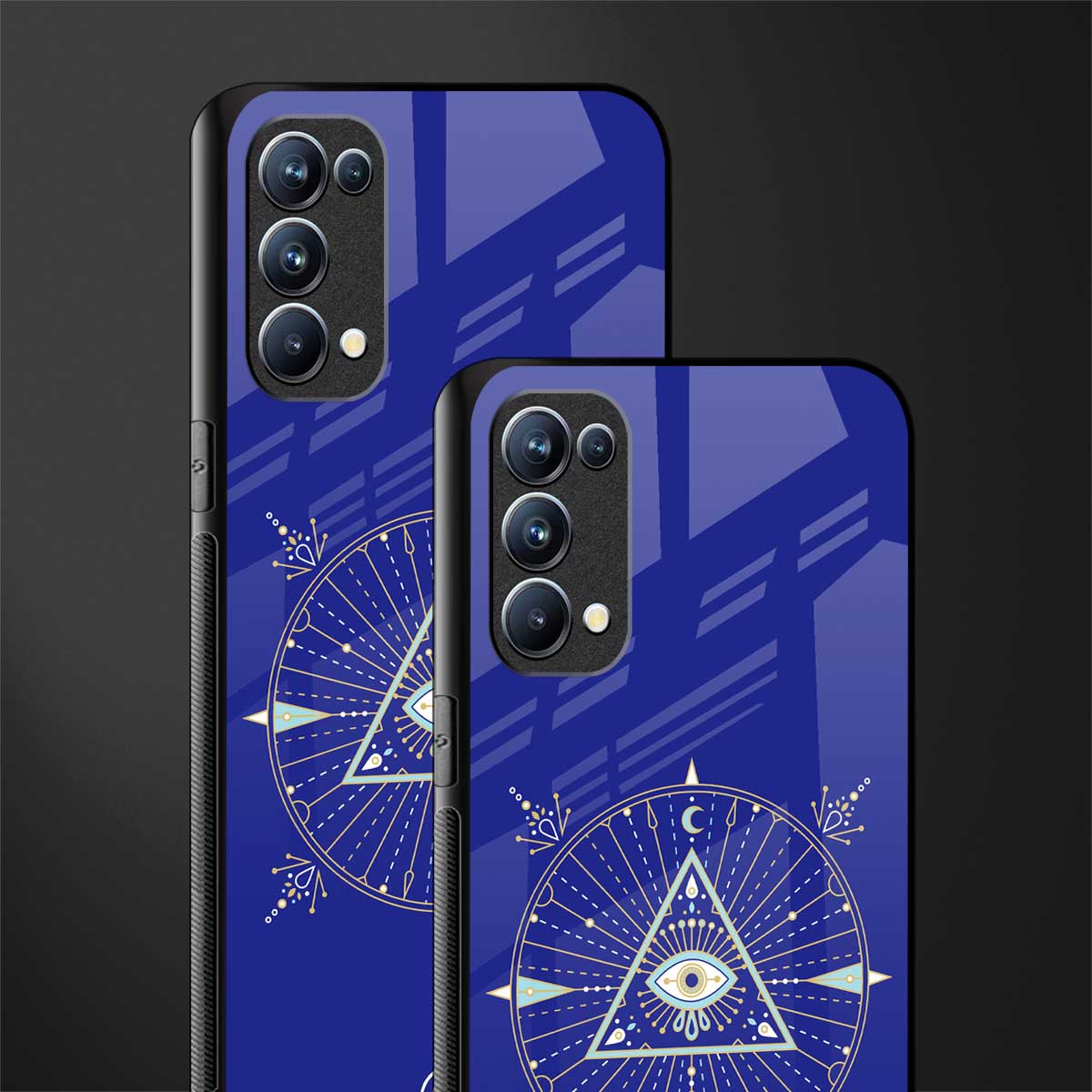 evil eye mandala blue back phone cover | glass case for oppo reno 5