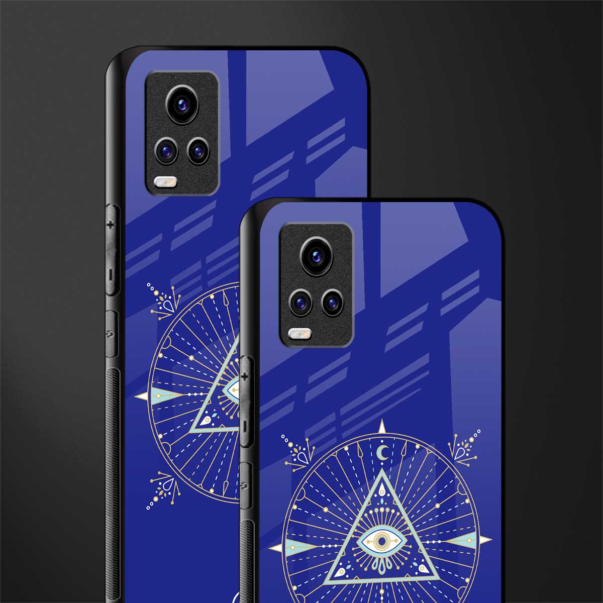 evil eye mandala blue back phone cover | glass case for vivo v21e 4g