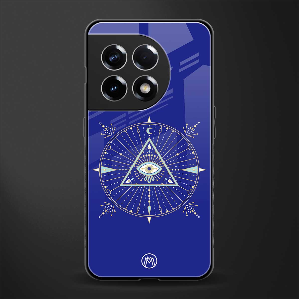 evil eye mandala blue back phone cover | glass case for oneplus 11r