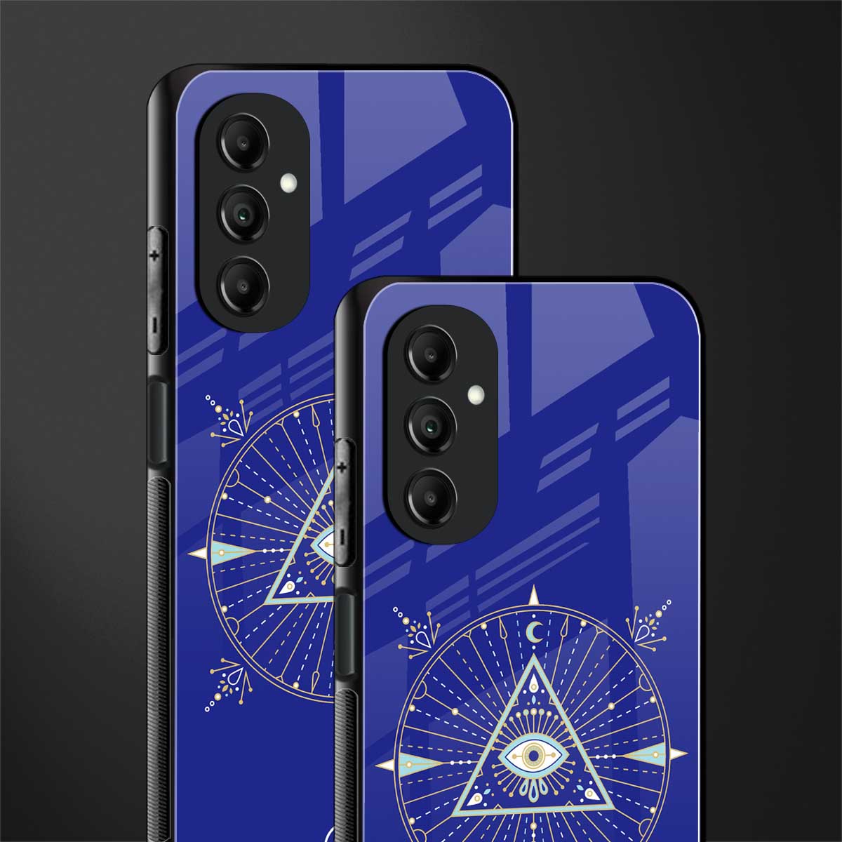 evil eye mandala blue back phone cover | glass case for samsung galaxy a14 5g