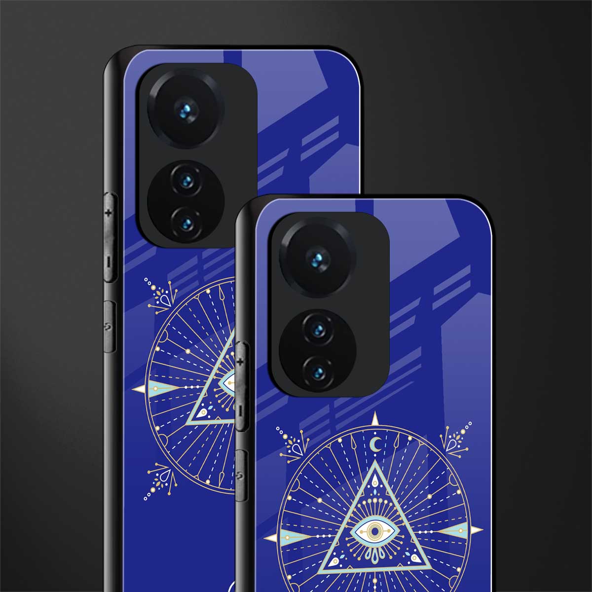 evil eye mandala blue back phone cover | glass case for vivo t1 44w 4g