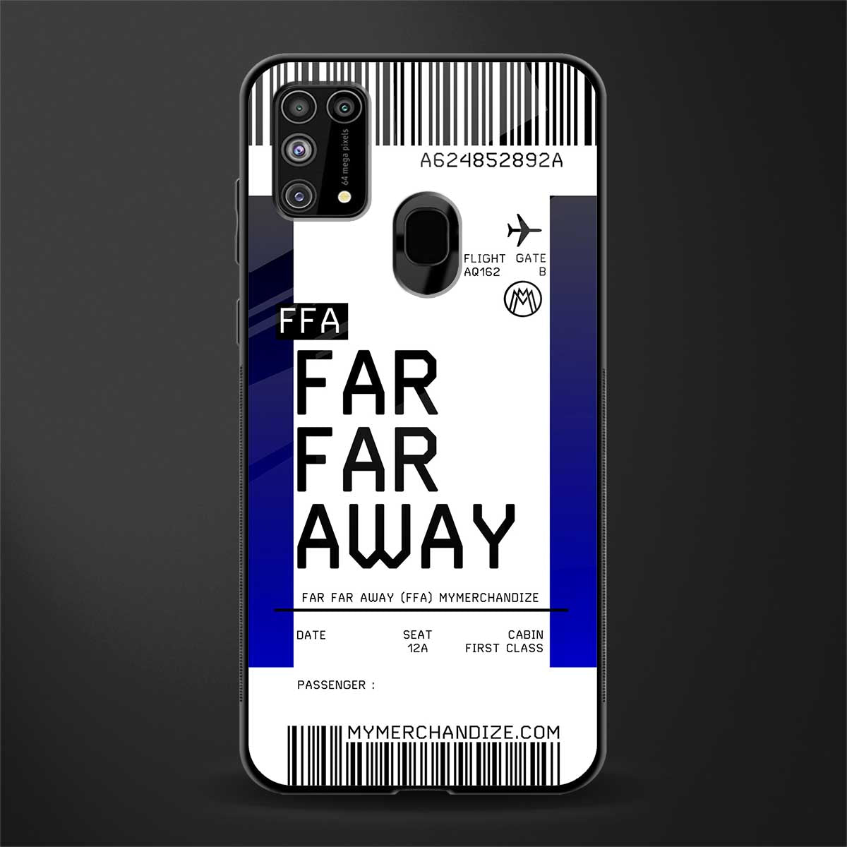 far far away boarding pass ticket glass case for samsung galaxy m31 image