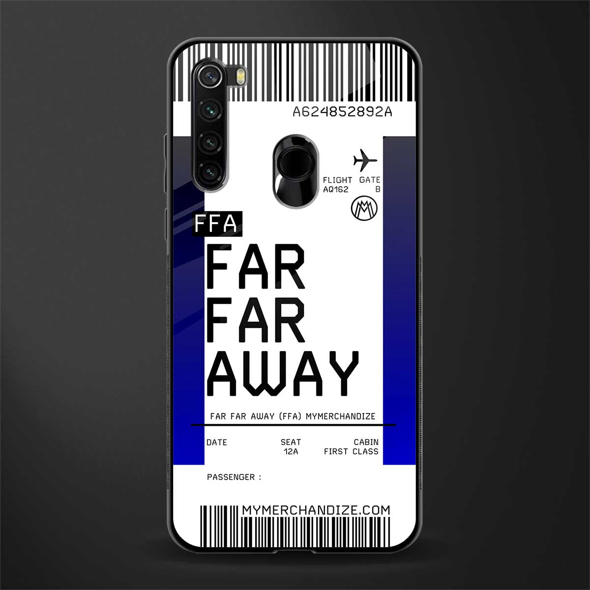 far far away boarding pass ticket glass case for redmi note 8 image