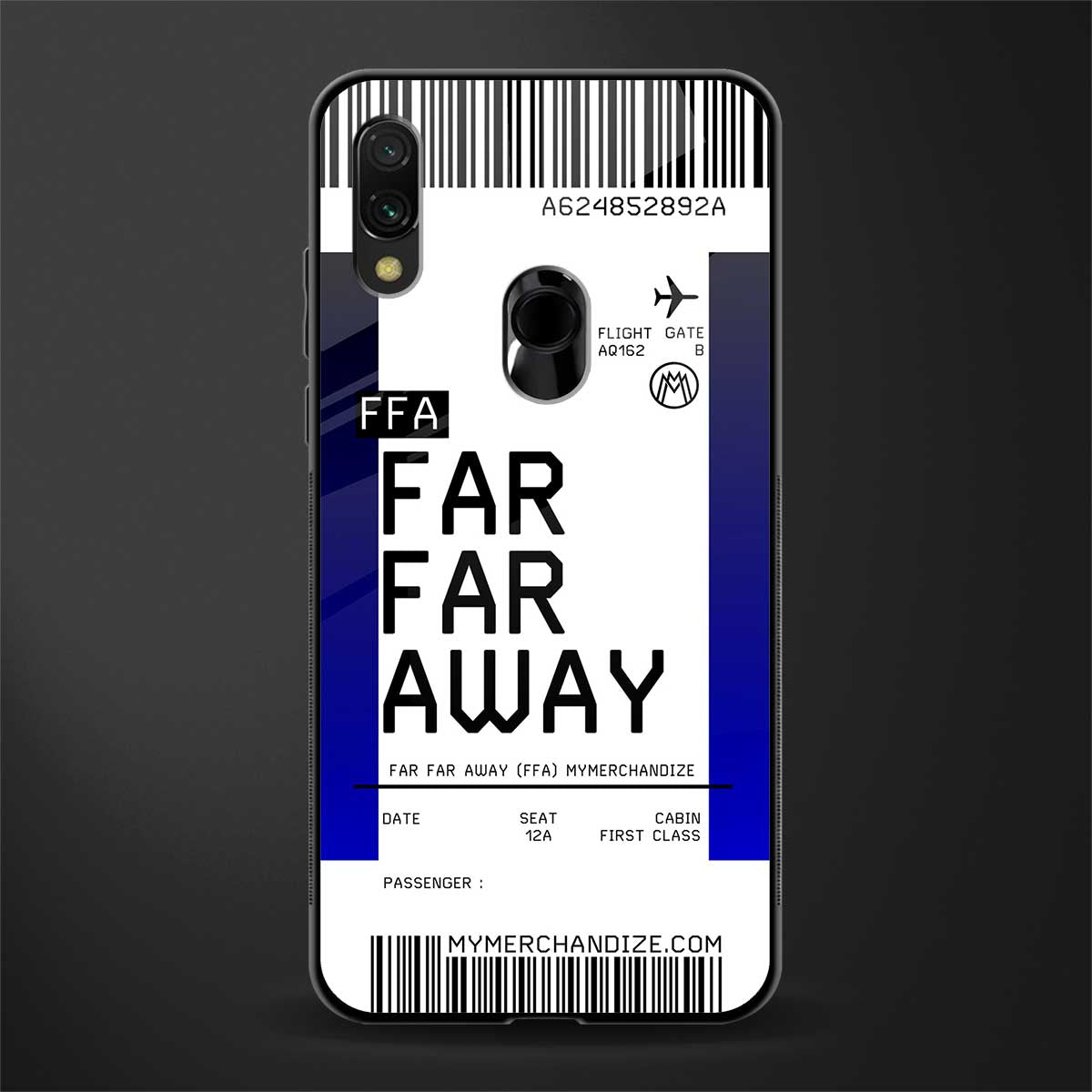 far far away boarding pass ticket glass case for redmi y3 image