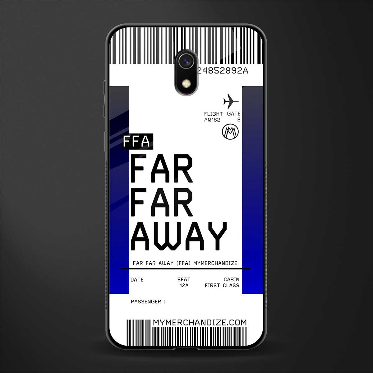 far far away boarding pass ticket glass case for redmi 8a image