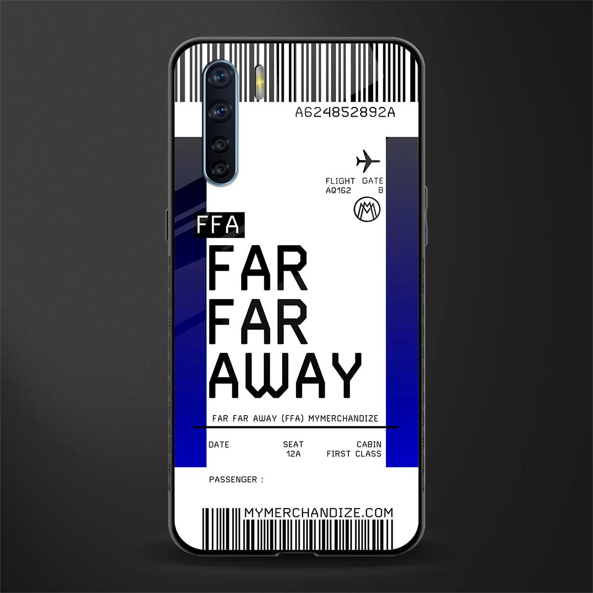 far far away boarding pass ticket glass case for oppo f15 image