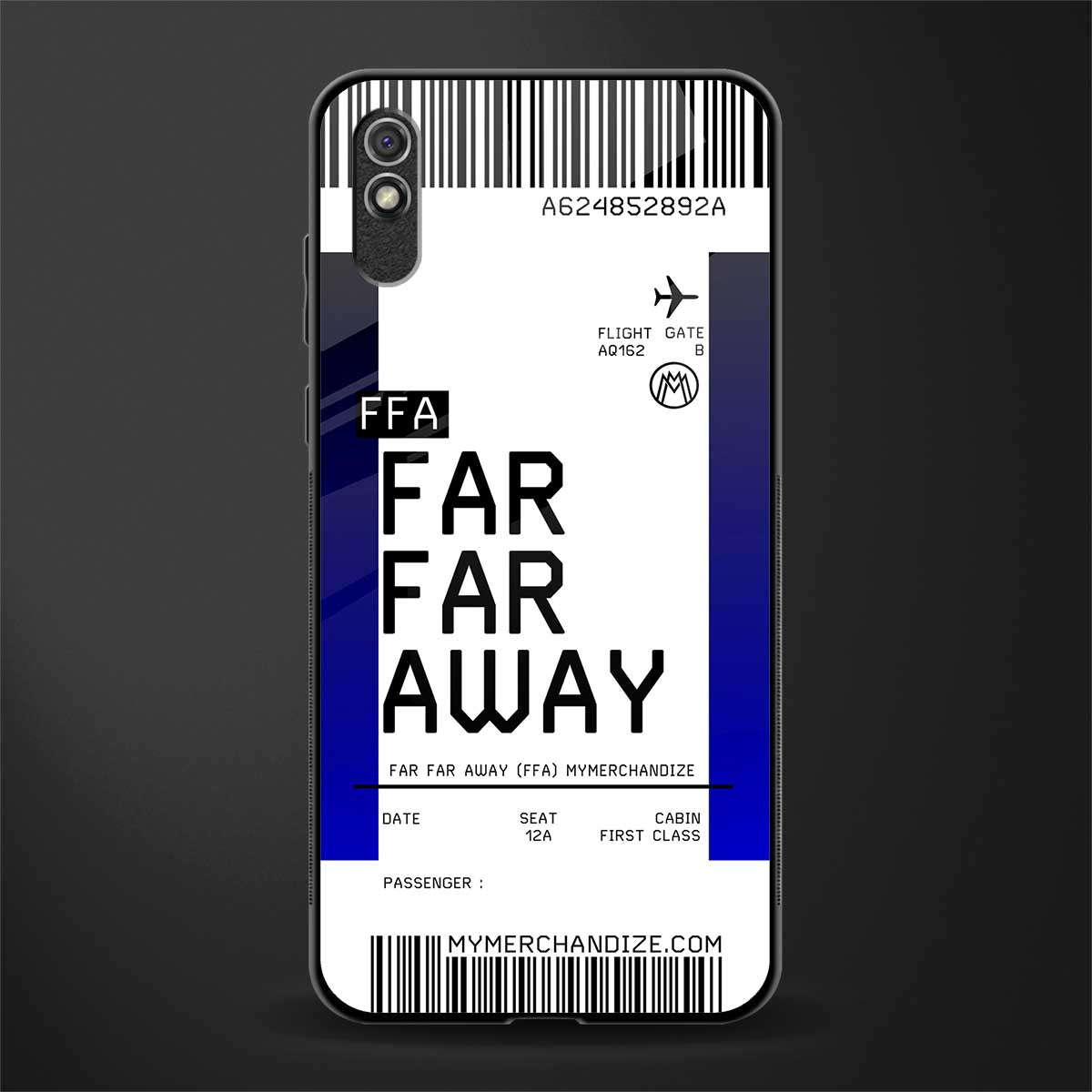 far far away boarding pass ticket glass case for redmi 9i image