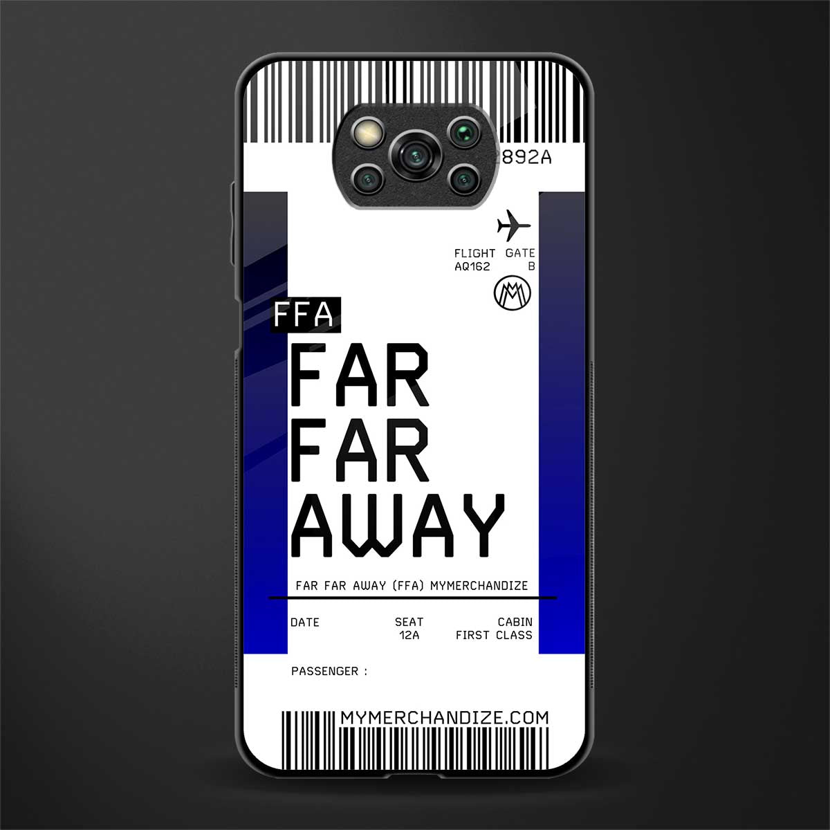 far far away boarding pass ticket glass case for poco x3 image