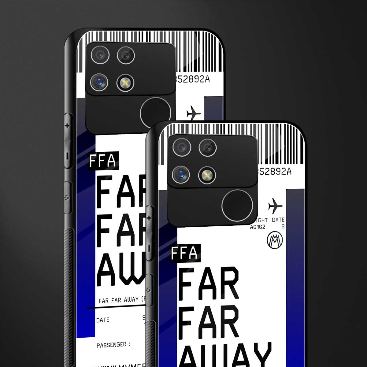 far far away boarding pass ticket back phone cover | glass case for realme narzo 50a