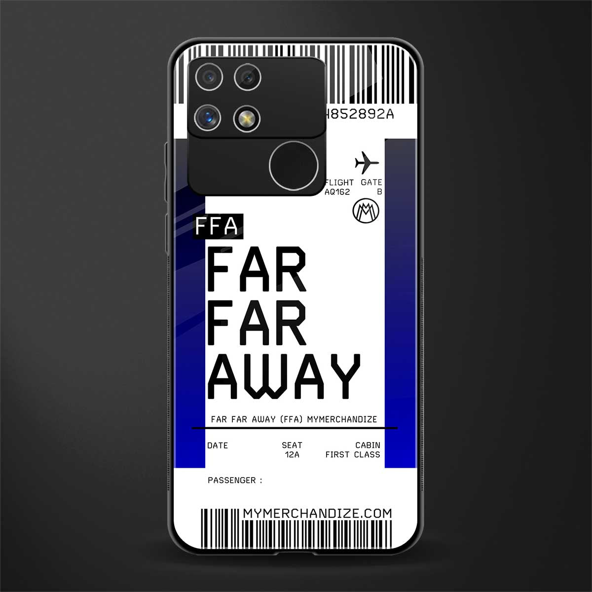 far far away boarding pass ticket back phone cover | glass case for realme narzo 50a