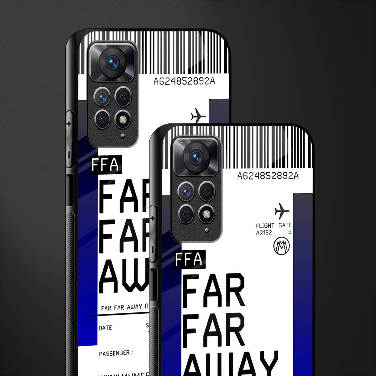 far far away boarding pass ticket back phone cover | glass case for redmi note 11 pro plus 4g/5g