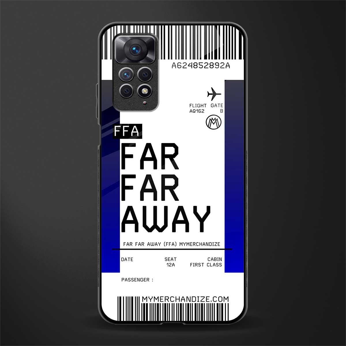 far far away boarding pass ticket back phone cover | glass case for redmi note 11 pro plus 4g/5g