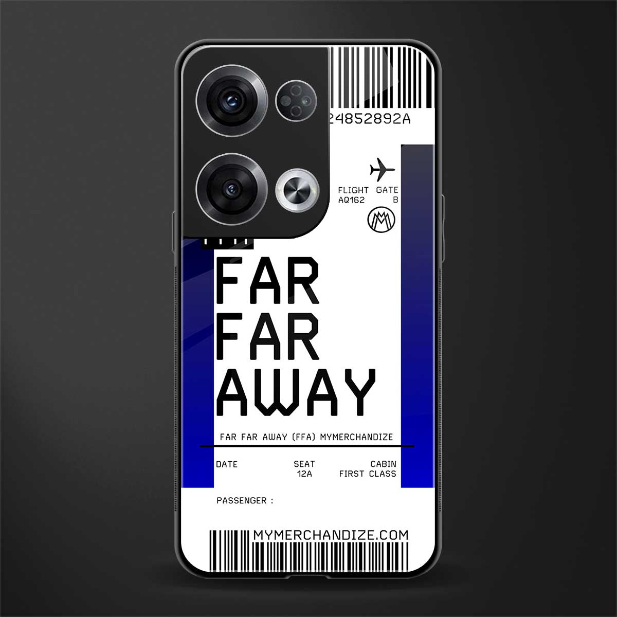 far far away boarding pass ticket back phone cover | glass case for oppo reno 8 pro