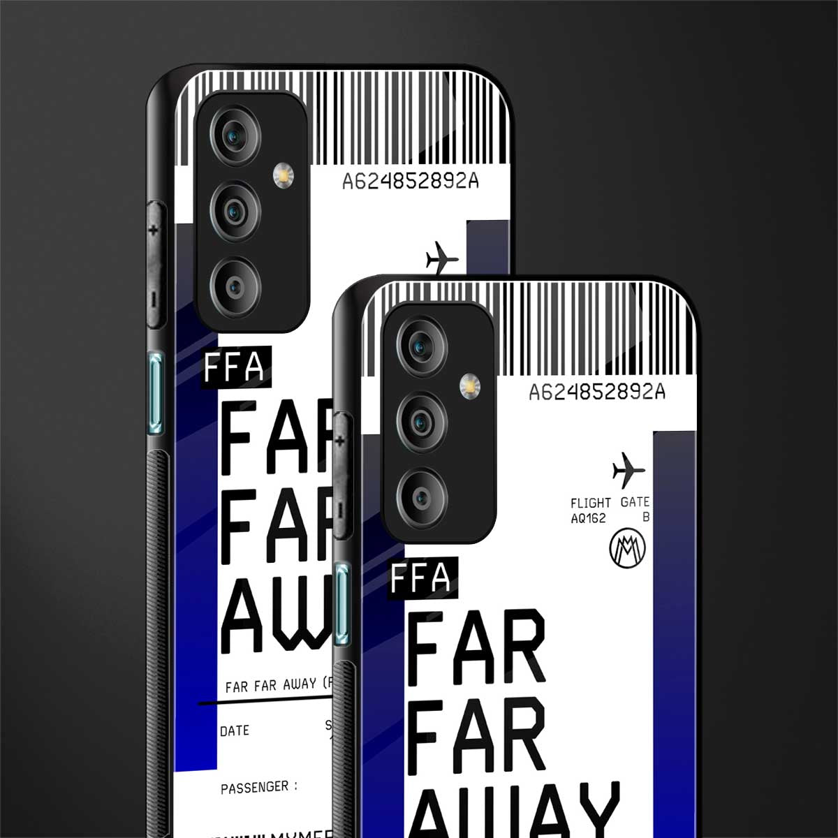 far far away boarding pass ticket back phone cover | glass case for samsung galaxy f23 5g