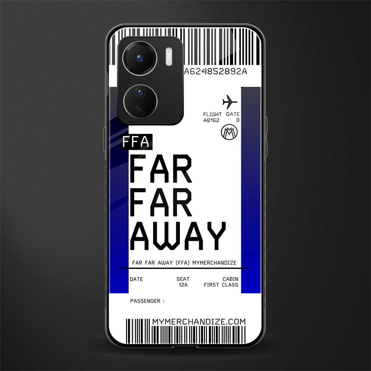 far far away boarding pass ticket back phone cover | glass case for vivo y16