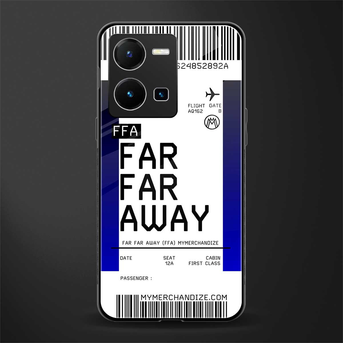 far far away boarding pass ticket back phone cover | glass case for vivo y35 4g